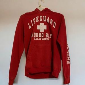 Red life guard morro bay hoodie